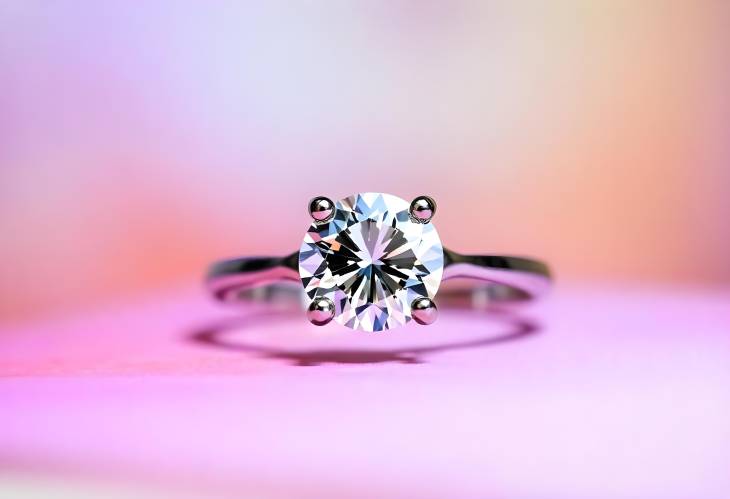 Captivating Diamond Engagement Ring with Abstract Color Background